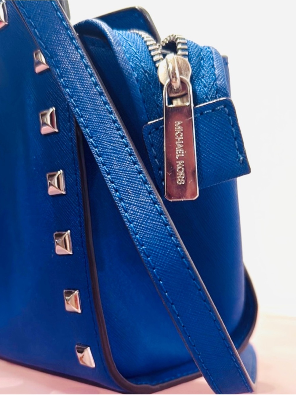 Michael Kors Royal Blue Studded Crossbody Bag - Picture 3 of 7